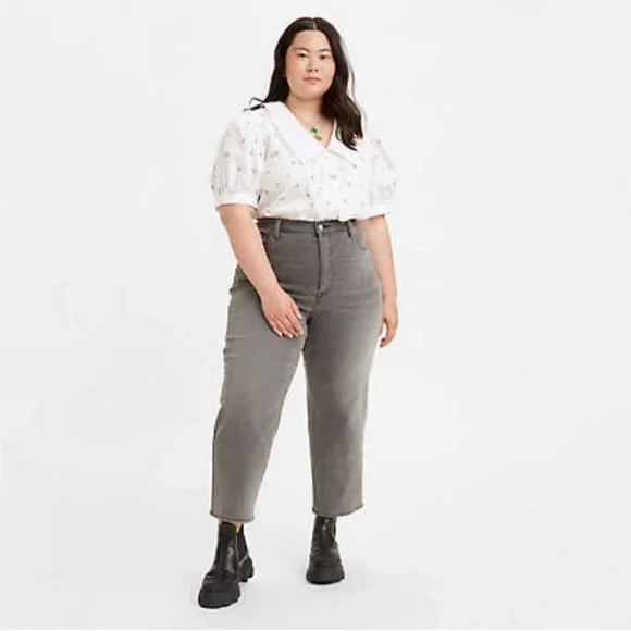 NWT Levi’s Ribcage Ankle Straight Jeans Plus Sz 22 Cosmic Chatter Gray High Rise - Picture 1 of 11